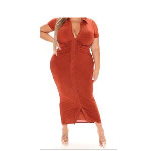 Plus size Silky Smooth Slinky Maxi Dress - Rust